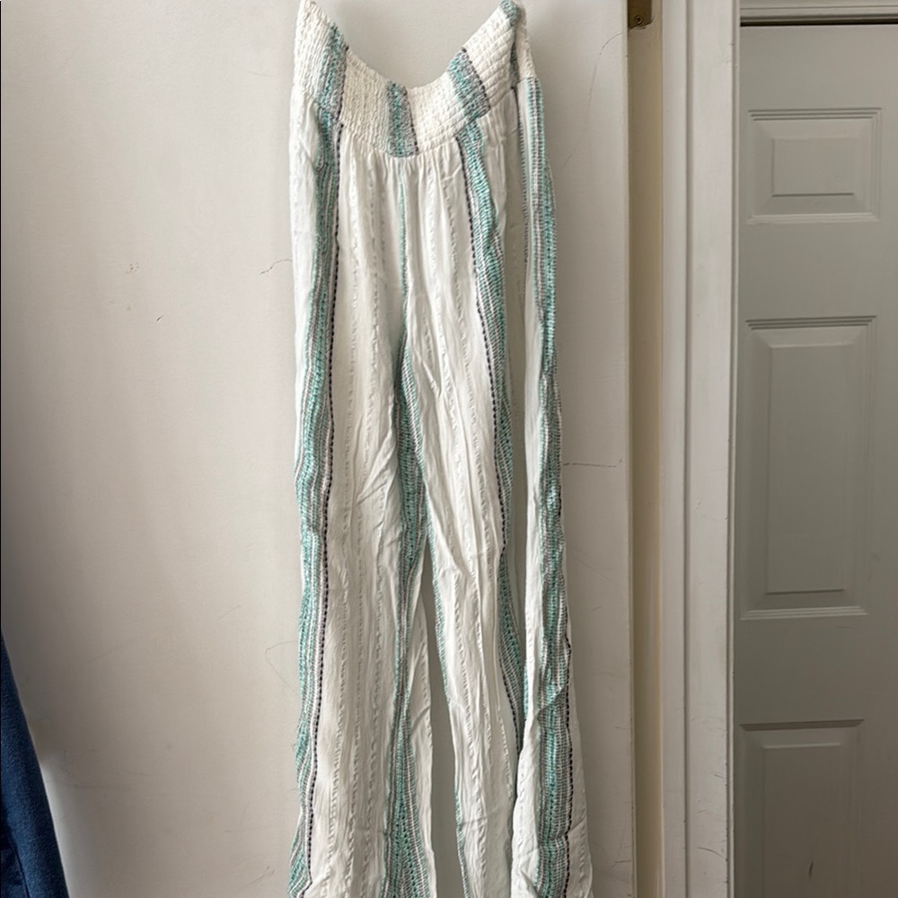 Elan White and Green with silver sparkle thread Pants